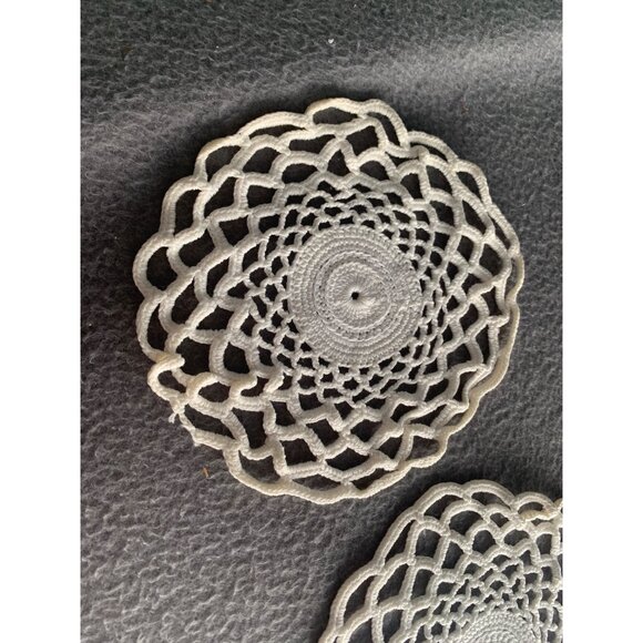 Handmade White Crochet Doily Set of Two For Home Decor & Craft Projects - Picture 2 of 12